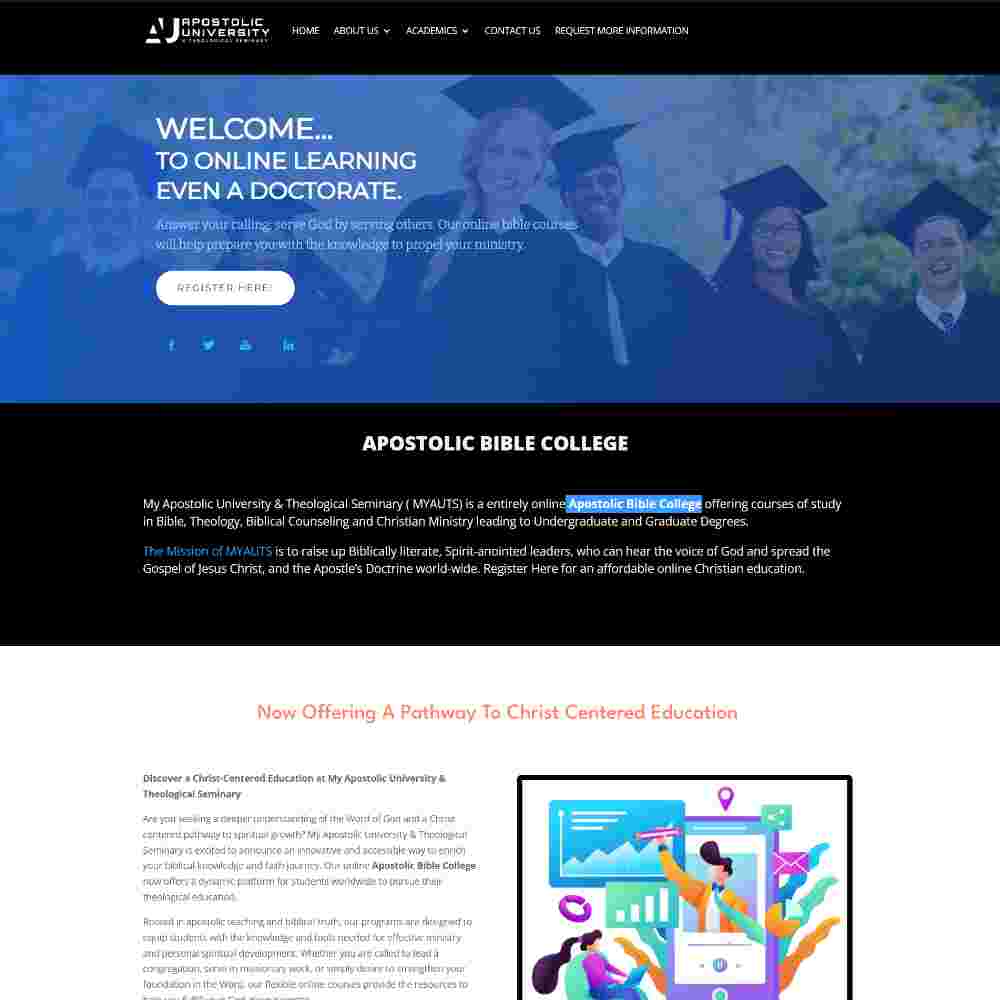 Custom Apostolic Bible College website design example